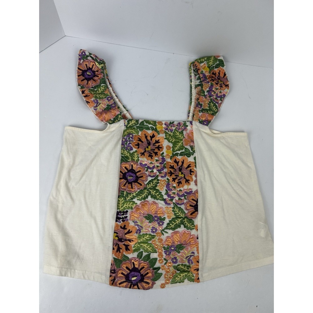 Anthropologie Tiny Marin Floral Embroidered Pink Orange Tank Size Medium - Picture 5 of 9